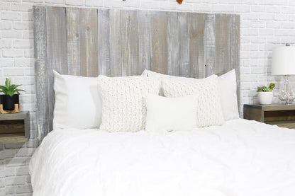 Barn Walls Graywash Floating Headboard - Handcrafted Farmhouse Design with Adjustable Height for Queen Size Beds - WoodArtSupply