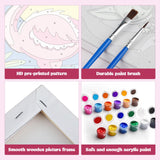 MXJSUA Framed 4 Pack Cute Animals Paint by Numbers Kit, DIY Paint by Number Kits for Kids Ages 6-12, Paint by Numbers Kits for Children Beginner, Acrylic Oil Painting for Home Wall Decor (8x8inch) MXJSUA