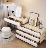 Pesnllov Vanity Set - Makeup Vanity Desk with Drawer & LED Makeup Mirror, Elegant Solid Wood Bedroom Vanity Table, Including Chair. (A-White, 47") Pesnllov