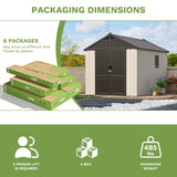 Patiowell 8 x 10 FT Resin Outdoor Storage Shed with Floor, Plastic Shed with Window and Lockable Door for Garden, Backyard, Tool Storage Use, Easy to Install in Beige (Kick-it Shed) Patiowell