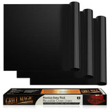 3 Pack Non-Stick Heavy Duty Oven Liners Set for Bottom of Electric Oven by Grill Magic - Thick, Heat Resistant Fiberglass Mat - Easy to Clean, Reduce Spills, Stuck Foods & Clean Up - BPA Free Grill Magic