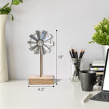 CWI Gifts Simple Windmill Table Sitter - 10 inch Galvanized Metal Windmill - Farmhouse Tabletop Decor CWI Gifts