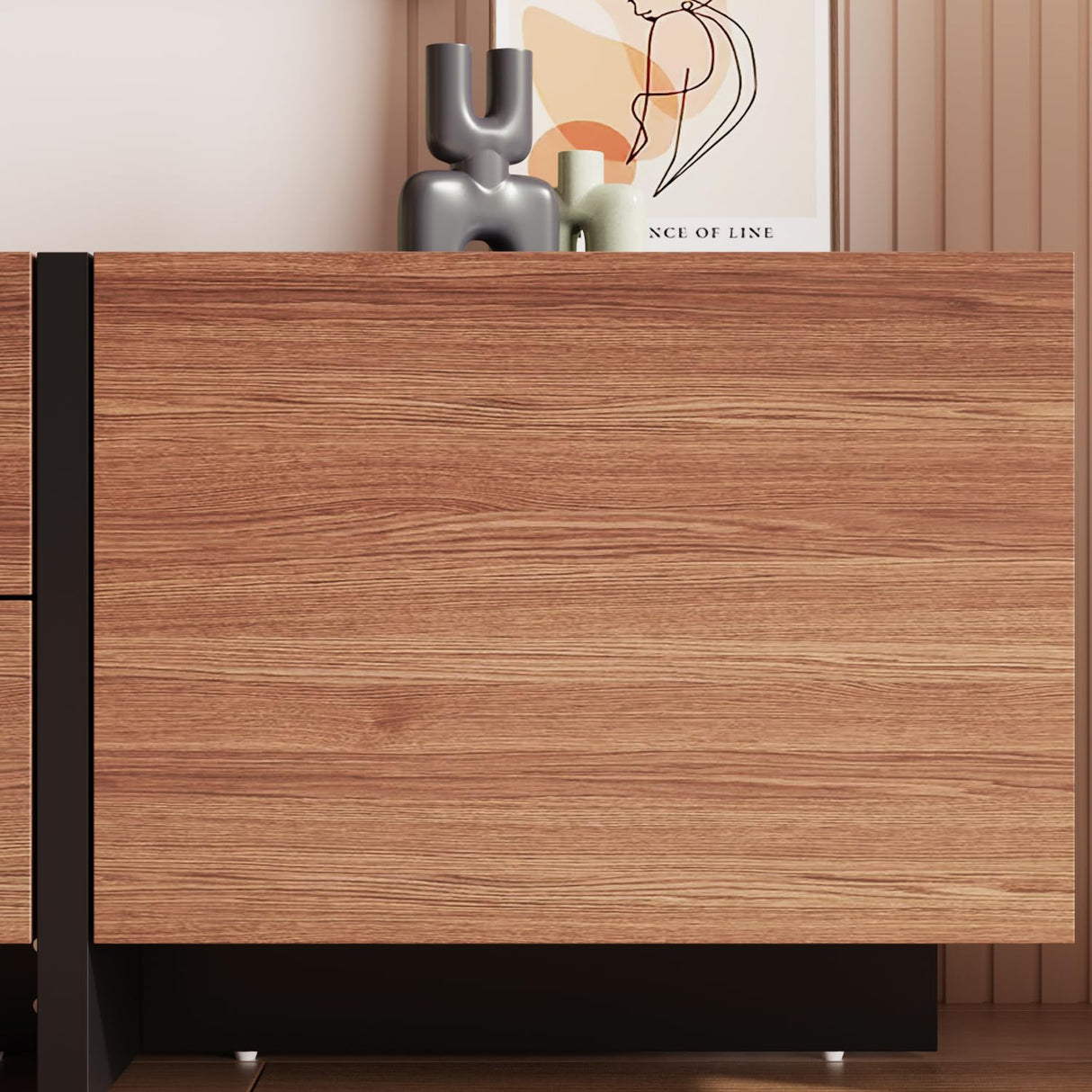 ECACAD 78.7" Modern TV Stand for TVs up to 80", Two-Tone Entertainment Center Media Console TV Table with 2 Drawers, 2 Doors & Hidden Compartments, Brown and Black ECACAD