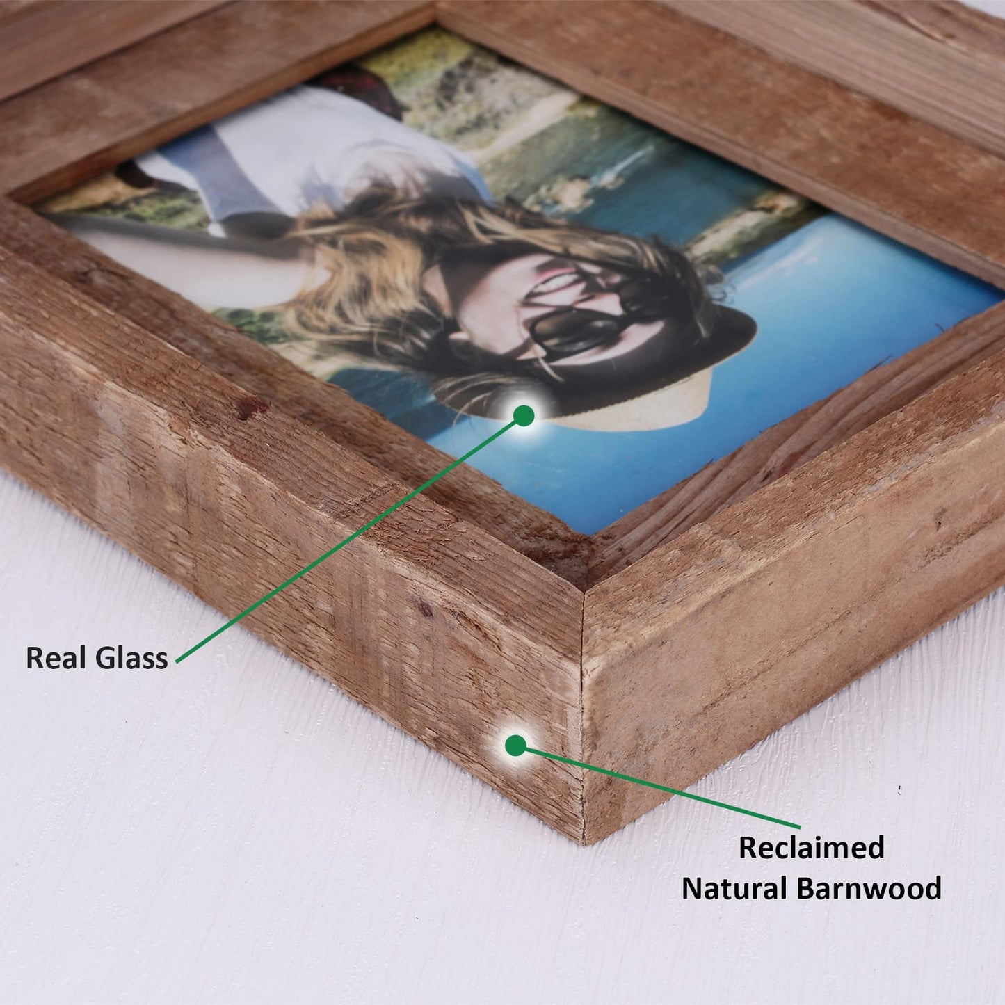 Robhomily Reclaimed Barnwood 8x10 Picture Frame,Farmhouse Rustic Distressed Wood Photo Frame, 100% Reclaimed Natural Barn Wood with Real Glass, Wall &Tabletop Frame for Home Decor.