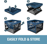 CleverMade Collapsible Milk Crate, Obsidian, 1PK - 25L (6 Gal) Stackable Storage Bins, Holds 50lbs Per Bin - Clevercrates are Heavy Duty, Plastic Collapsible Storage Crate for Multi Purposes CleverMade