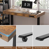 ADOFFUR Standing Desk with Drawer, 55 x 24 Inch Electric Standing Desk Adjustable Height Desk, Black Stand up Desk with One-Piece Brown Desktop, Wheels, Memory Presets, USB Ports for Home Office ADOFFUR