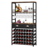 Homeiju Wine Cabinet with Storage, Bar Cabinet with Wine Rack, 6-Tier with Tabletop, Storage Drawer and Wine Storage for Home Bars Homeiju