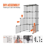 VEVOR Large 4-Tier Cat Cage, 41 x 14 x 55, Detachable Metal Wire Cat Enclosure, with Litter Box Hammock Ramp ladders, Indoor & Outdoor Crate Exercise Place Ideal for Kitty, Small Animals, Black VEVOR