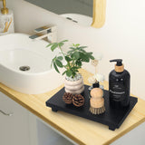 Black Bathroom Counter Tray Organizer Wood Risers Stand Kitchen Sink Tray Dish Soap Dispenser Holder for Countertop Modern Wooden Pedestal Display Farmhouse Bathroom Decor Accessories Vanity Tray Ayiaren