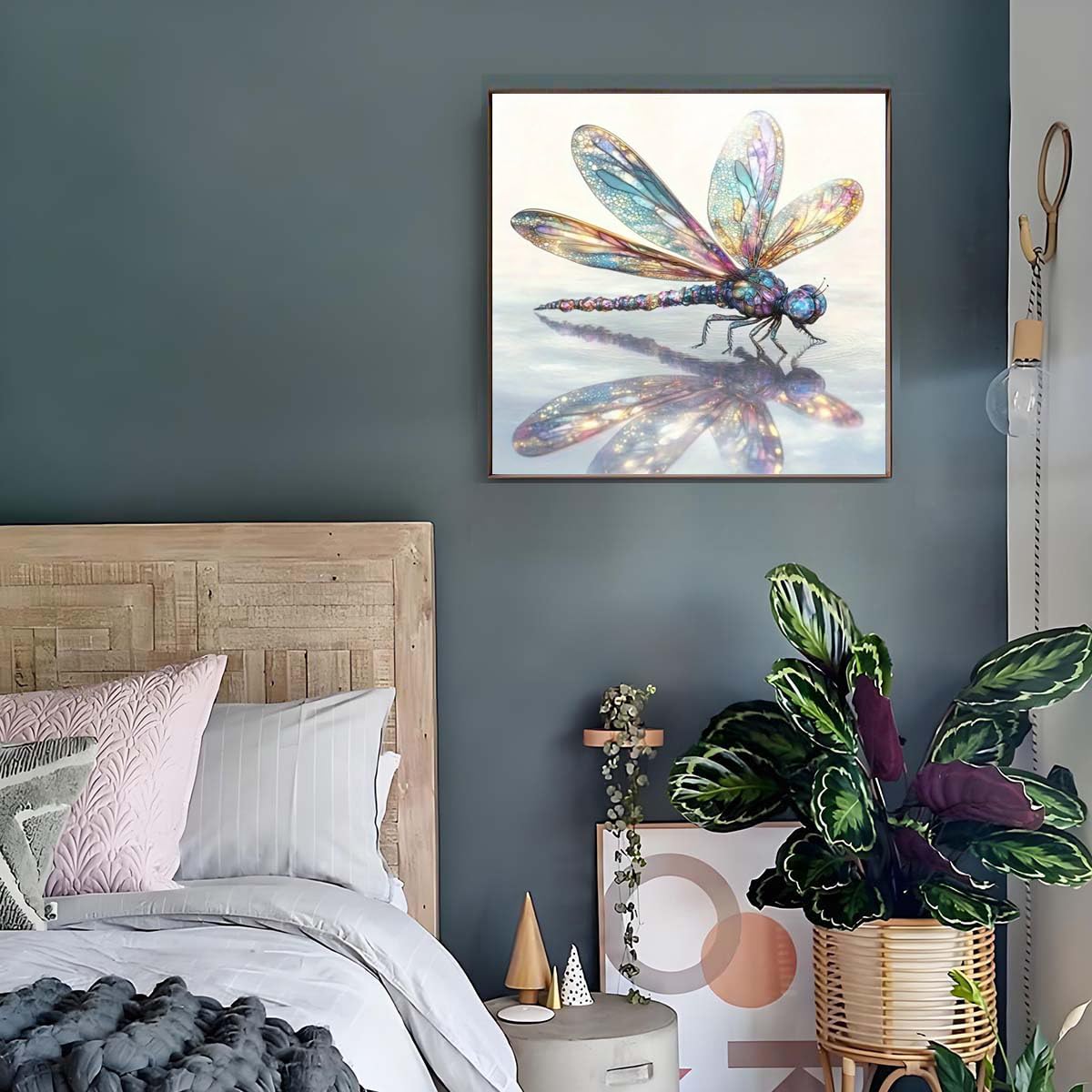 Dragonfly Diamond Art Kits for Adults,Funny Insects 5D Diamond Painting Kits for Beginner,DIY Round Full Drill Diamond Dots with Gem Art Kits Home Wall Decor 13.8 x 13.8 inch GEMFAMILY