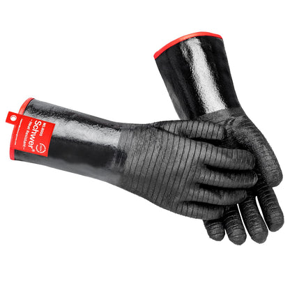 Schwer Grill BBQ Gloves 932℉ Heat Resistant Cooking Barbecue Gloves Waterproof Grilling Gloves for Turkey Fryer, Baking, Oven, Oil Resistant Neoprene Coating with Long Sleeve