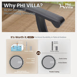 PHI VILLA 7 Piece Patio Bar Dining Set, Bar Height Outdoor Table and Chairs with 6 Swivel Bar Stools (Padded Textilene) & Large Rectangle Metal Table for Deck, Garden and Yard PHI VILLA