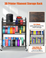 3D Printer Filament Storage Rack- Rolling Filament Spool Holders Racks with Wheels, Heavy Duty Metal Shelf for PLA/ABS/TPU/Nylon, Filaments Organzied for 3D Printing Studio, Office Workshop (Brown) Rackgolfic