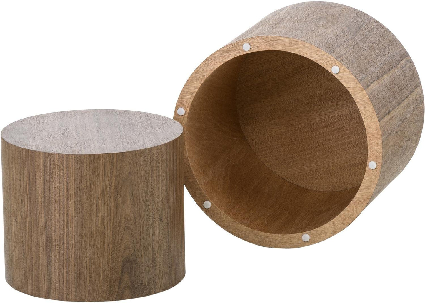 kevinplus Wood Side Table Round Small Coffee Tables Nesting End Table Set of 2 for Living Room Bedroom Office, No Assembling (Oak/Walnut - Round) - WoodArtSupply