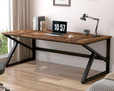 IBF 70 Inch Rustic Brown Desk, Industrial Large Metal Wood Double Computer Desk, Long Home Office Desks Table for 2 People Executive Work Writing Study Gaming, Farmhouse Big Two Person Desk in Bedroom IBF