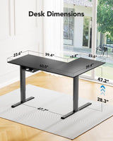 HUANUO L-Shaped Standing Desk, 63 x 40 inch Dual Motor Corner Standing Desk, Electric Height Adjustable Computer Desk with Cable Tray & 3 Preset Heights, Raising Desk for Home Office, Black, HNESD109 HUANUO