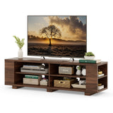 Tangkula Wood TV Stand for TVs up to 65 Inch Flat Screen, Modern Entertainment Center with 8 Open Shelves, Universal TV Storage Cabinet for Living Room Bedroom, TV Console Table (Walnut) Tangkula