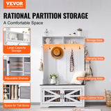 VEVOR Hall Tree Entryway Bench, LED Coat Rack with Shoe Storage, 42" Wide Mudroom Bench with Storage and Seating, Adjustable Shelves and 7 Hanging Hooks, for Mudroom, Entryway, Hallway VEVOR