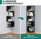YITAHOME 6-Tier Corner Shelf, 68.8" Tall Modern Free Standing Zigzag Corner Bookshelf, 6 Shelf Display Corner Bookcase Open Small Book Shelves for Living Room, Home Office, Small Space, Black YITAHOME