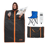 VEVOR Portable Sauna Tent Personal Sauna Kit for Home Spa, Detoxify & Soothing Infrared Heated Body Therapy, Time & Temperature Remote Control with Chair & Floor Mat 1050W VEVOR