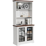 5-Shelf Tall Bookcase with Glass Doors in White - Stylish and Spacious Storage for Home or Office blini