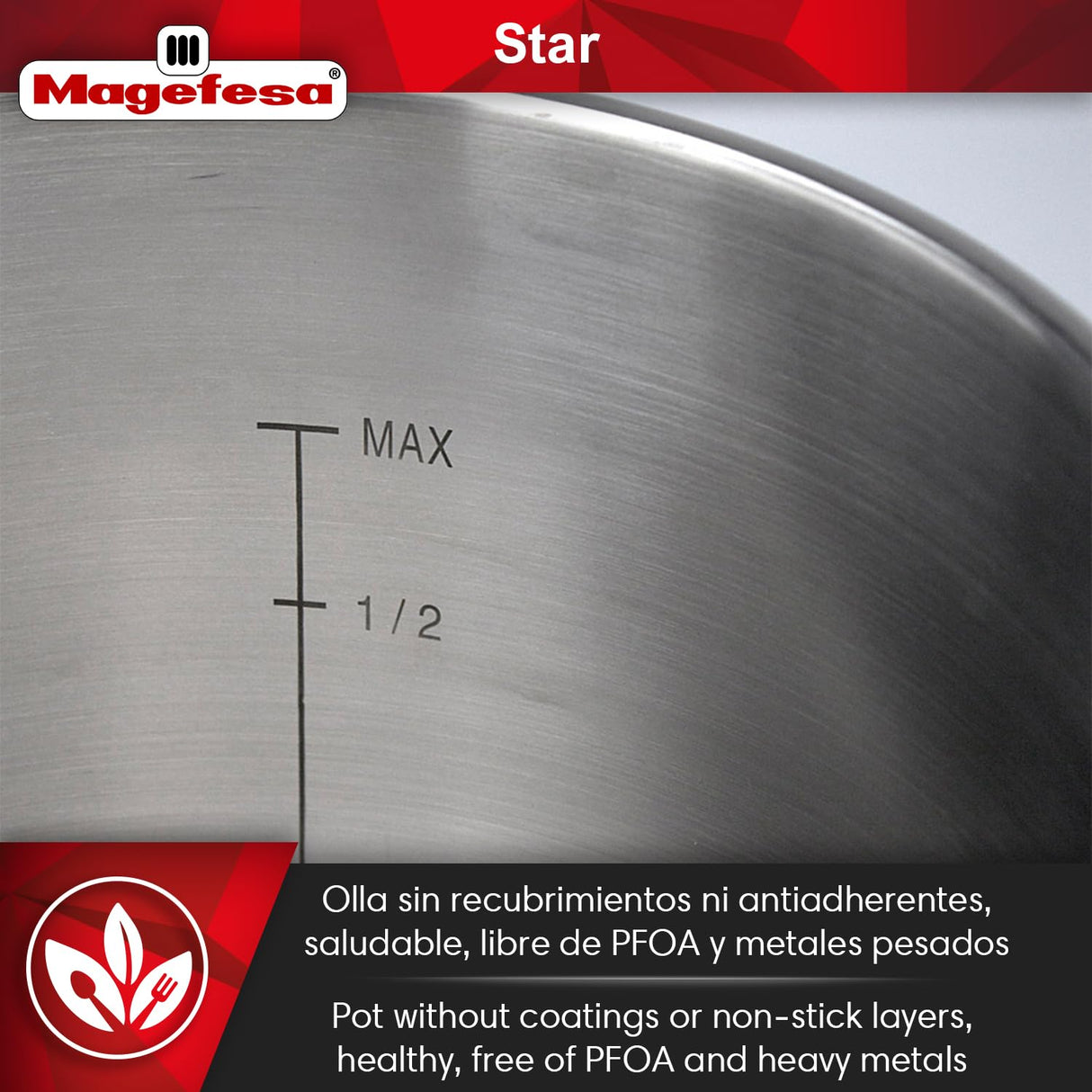 MAGEFESA Star Pressure Cooker, 4.2-Quart, 18/10 Stainless Steel, Works on All Stovetops (Induction Compatible), Safety Lock & 8 PSI Cooking MAGEFESA