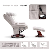 MCombo Swivel Recliner with Ottoman, TV Chair Sets with Vibration Massage, Ideal for Small Space, Living Room & Bedroom 4188 (Beige) MCombo