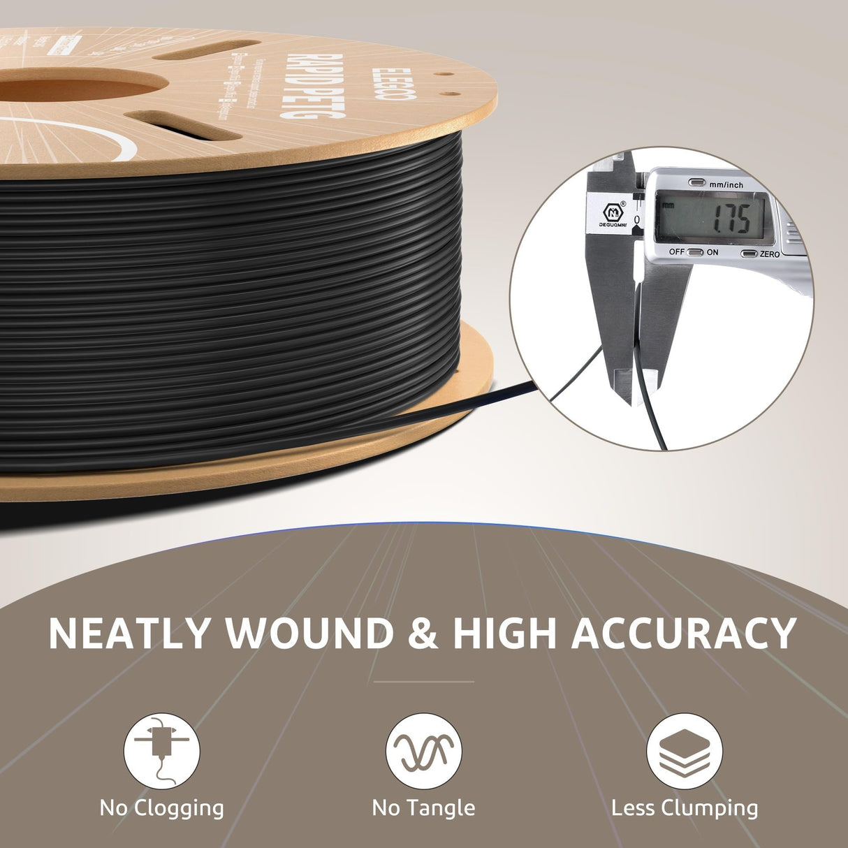 ELEGOO Rapid PETG Filament 1.75mm Black 2KG, High Speed Up to 600mm/s 3D Printer Filament Dimensional Accuracy +/- 0.02 mm, 1kg Cardboard Spool(2.2lbs) Fits for Most FDM 3D Printers ELEGOO