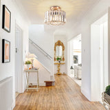 Semi Flush Mount Ceiling Light - Crystal Chandelier Modern Ceiling Light Fixture Hallway Light Fixtures Ceiling Gold Flush Mount Ceiling Light for Porch Kitchen Bedroom Living Room Entryway FRIDEKO HOME