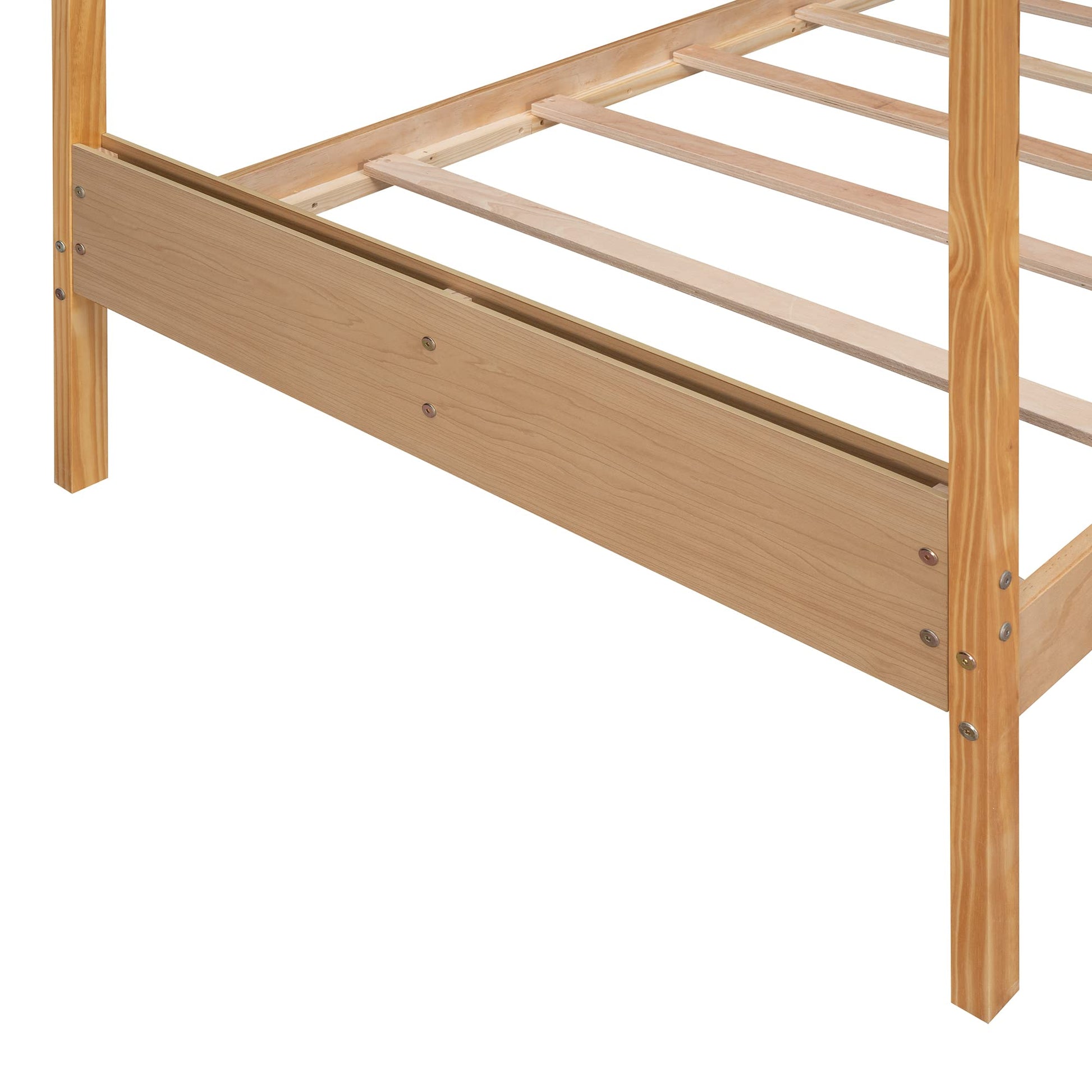 Harper & Bright Designs Natural Twin House Bed with Storage for Kids - WoodArtSupply