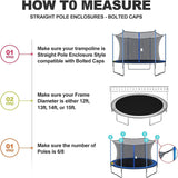 Cliselda 12 ft Trampoline Net Replacement with 6 Poles, 12 Foot Trampoline Netting Replacement, Safety Net for Round Frame Trampoline Enclosure Kit Cliselda