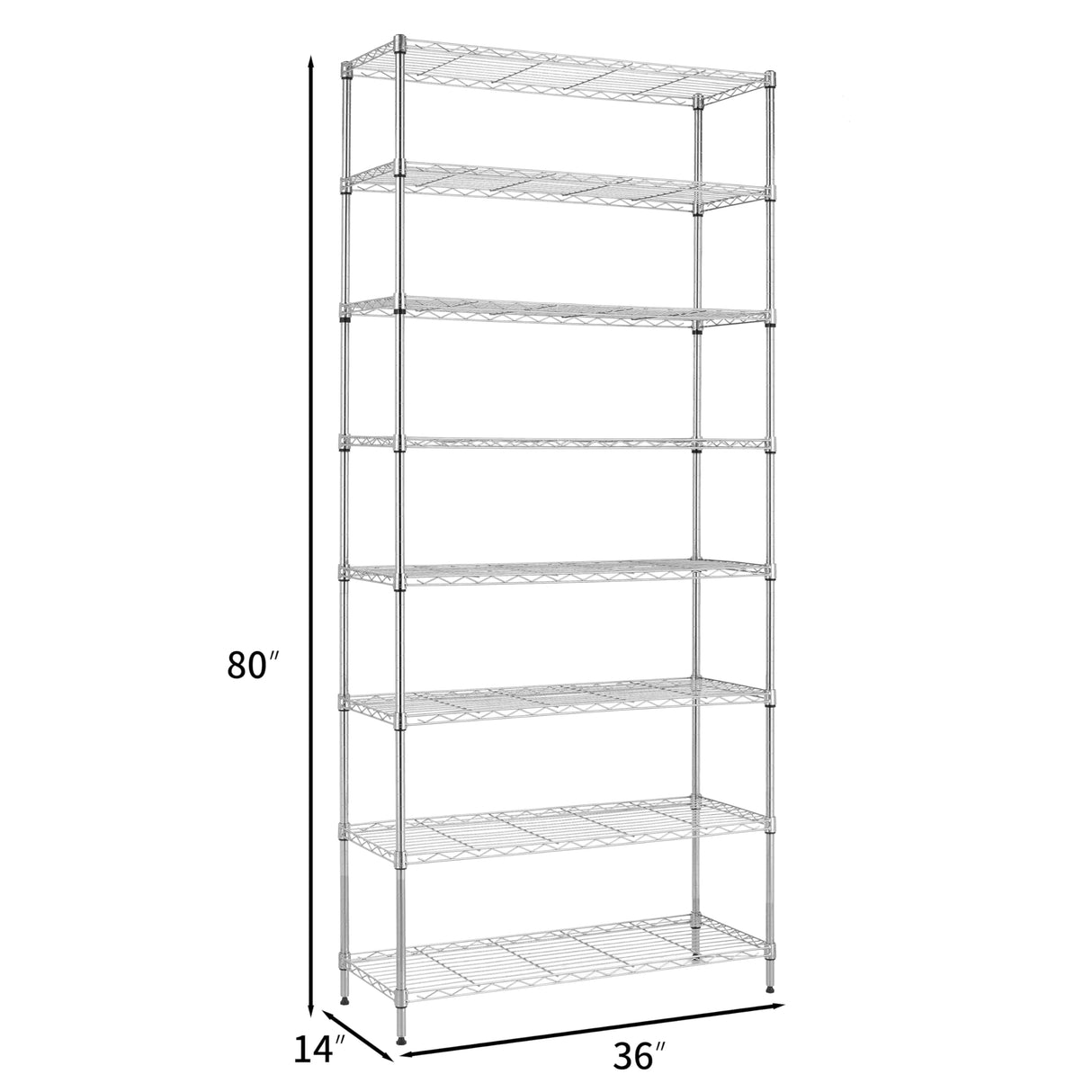 Finnhomy 8-Tier Wire Shelving Unit Adjustable Steel Wire Rack Shelving, 14x36x80 Inches 8 Shelves Metal Storage Rack, Pantry Shelves for Storage, Metal Garage Shelves with NSF Certified, Chrome Finnhomy