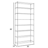 Finnhomy 8-Tier Wire Shelving Unit Adjustable Steel Wire Rack Shelving, 14x36x80 Inches 8 Shelves Metal Storage Rack, Pantry Shelves for Storage, Metal Garage Shelves with NSF Certified, Chrome Finnhomy