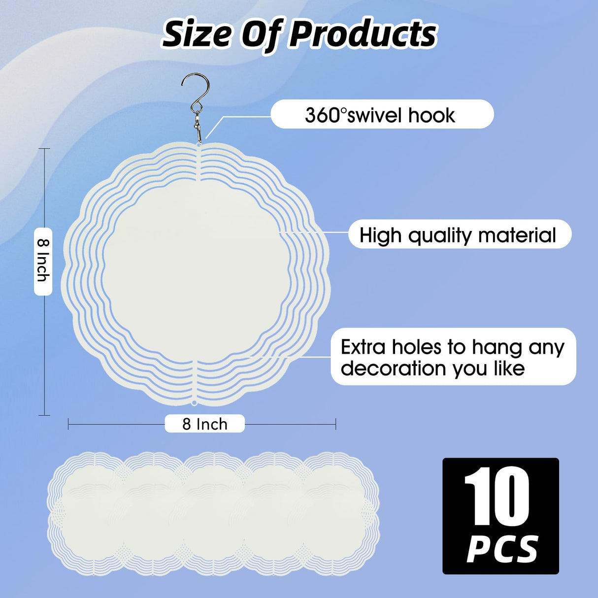 5 Pack Sublimation Wind Spinner Blanks 8 Inch Wind Spinners Sublimation Blanks 3D Aluminum Metal Wind Spinners for Yard and Garden Indoor Outdoor Window Porch Front Door Decoration Round CHONOVO