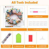 MXJSUA 5D Butterfly Flowers Special Shape Diamond Art Painting Kits for Adults, Flowers Wreath Crystal Rhinestones Diamond Gem Art Painting for Home Wall Decoration 12×12inch MXJSUA