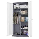 INTERGREAT Metal Storage Cabinet, 72" Armoire Wardrobe Closet with Doors, Storage Cabinet with Doors and Shelves,Tall Cabinet for Home Office, Bedroom, Laundry Room(New Gray) INTERGREAT