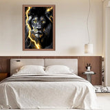 SENQAO Framed Paint by Numbers Kit for Adults Beginners with Wooden Easel, Black Lion Easy Paint by Number Kit with Frame, Watercolor Adult Paint by Number Framed Canvas 7.8x11.8inch SENQAO