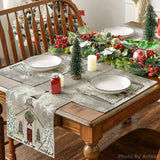 Artoid Mode Church Xmas Trees Snowflakes Merry Christmas Placemats Set of 4, 12x18 Inch Winter Table Mats for Party Kitchen Dining Decoration Artoid Mode