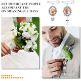 110 Pieces Wedding Bouquet Photo Charms Memory Charms Oval Frame Memorial Picture Charm DIY Pin Brooch with 1.18 x 1.57 Inch Oval Glass Cabochon Pendants Bulk for Wedding Party Bridal Shower Hicarer