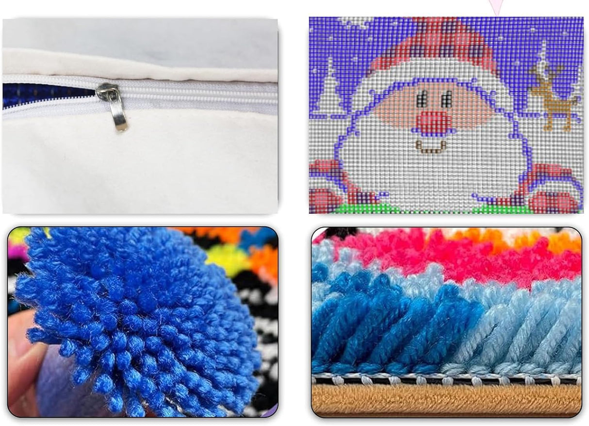 YOOTOM Latch Hook Pillow Kits for Adult Kids Begginers,Latch-Hook Cushion DIY Embroidery Pillowcase Cover Making Set,Latch-Hook-Kits 17x17in,Pre-Cut Yarns,Easy Pattern YOOTOM