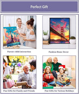 6 Pack Framed Paint by Numbers Kit for Adults Beginners with Wooden Easel,Scenery-Cityscape Easy Adults' Paint-by-Number Kits with Frame,DIY Number Painting Adults for Decor Present 8x12 inch Canrichshop