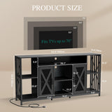 YITAHOME 33.5'' Tall TV Stands for Living Room, TV Entertainment Center with LED Light, TV Stand for TVs up to 70 Inch, Tall TV Console Cabinet with Power Outlets, Black YITAHOME