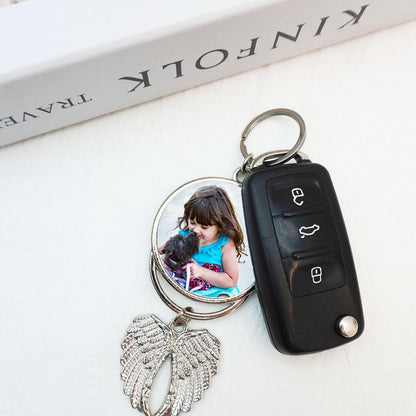 8 Set Silver Angel Wing Sublimation Blank Car Hanging Ornament Charms Heat Transfer Blank Photo Frame Pendants Customize Keychain for Automobile Rearview Mirror Home Window Ornaments