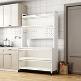 Legendstone Kitchen Pantry Storage Cabinet, 5 Tier 65" H Metal Sideboard with Wheels and Acrylic Glass Door, Modern Kitchen Storage Rack for Home, Office,Pantry (White, 5 Tiers) Legendstone