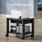 HUANUO Printer Stand with Cable Management and Storage Drawer, Printer Table with Locking Wheels, 14.1-inch Maximum Height Printer Cart for Under Desk, Home, Office, HNDPS HUANUO