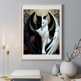 5D Diamond Painting Kits for Adults, Winged Cat Diamond Art Kits for Adults Beginner, DIY Full Drill Diamond Dot Gem Painting for Home Wall Decor 12x16inch BYGFHLYW