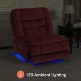 MCombo Dual Motor Oversized Power Recliner Chair, 38.2'' Large Wide Seat, Rocker Recliner with LED Lighting, USB Ports, Perfect for Living Room, Office and Home Theater, Fabric PR607 (Burgundy) MCombo