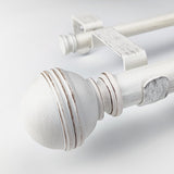 ILAISIHOME 1-1/8 Inch Diameter Farmhouse Style White Curtain Rods with Round Finial, 72-144 inch Telescoping Double Rod for window width 68-140 inch, 1 pack ILAISIHOME