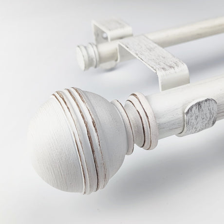 ILAISIHOME 1-1/8 Inch Diameter Farmhouse Style White Curtain Rods with Round Finial, 72-144 inch Telescoping Double Rod for window width 68-140 inch, 1 pack ILAISIHOME
