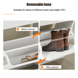 Haotian White Shoe Cabinet with 4 Flip Drawers, Large Freestanding Shoe Rack, Modern Shoe Organizer for Entryway, Hallway, Entance FSR79-W Haotian